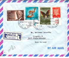 Israël - Lettre Recom De 1971 - Oblit Ramat Gan - Papillons - Gibier - - Storia Postale