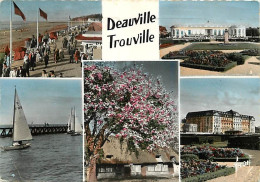 14 - Deauville - Trouville - Multivues - Les Planches - Voile - Arbre En Fleurs - Flamme Postale Du Centenaire De Deauvi - Deauville