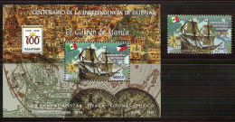 1998 MÉXICO CENTENARIO DE LA INDEPENDENCIA FILIPINAS, Sc. 2079- S 2080 MNH PHILIPPINE INDEPENDENCE  Cent., MAP, GALLEON - Mexico