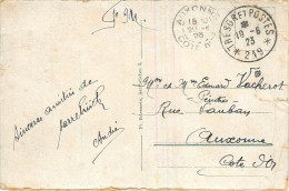 CACHET TRESOR ET POSTES N° 219 SUR CPA SARREBRUCK POUR AUXONNE - Sellos Militares Desde 1900 (fuera De La Guerra)