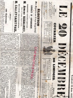 87-LIMOGES- JOURNAL LE 20 DECEMBRE COURRIER DE LIMOGES-12 JUIN 1857- ARMAND NOUALHIER MAIRE-SAINT PAUL-ILE BOURBON - Historische Documenten