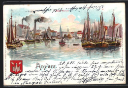 Lithographie Antwerpen, Hafenpartie Mit Segelschiffen  - Antwerpen
