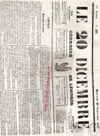 87-LIMOGES-JOURNAL LE 20 DECEMBRE COURRIER DE LIMOGES-23-9-1857- VICOMTE DE LA GUERONNIERE-MINES CIEUX VAULRY-PUY VIGNES - Historische Documenten