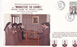 REUNION--1983--Document Cartonné MONASTERE DU CARMEL-Notre-Dame Du Large -tp Ste Thérèse-cachet LES AVIRONS - 1961-....