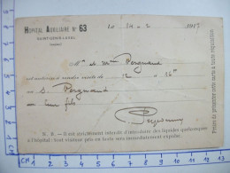 Bulletin De Visite - Hôpital Auxiliaire N°63 -Saint Genis Laval (69) 1917 - Cartas & Documentos