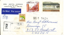 Canada Registered Cover Sent To Sweden Vancouver 15-1-1980 - Covers & Documents