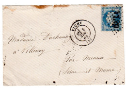 1869  CAD T 17 De VICHY  G C 4189  Envoyée à VILLENOY  77 - 1849-1876: Classic Period