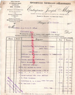 87-LIMOGES-FACTURE JOSEPH MEGE- ENTREPRISE ELECTRICITE-22 BOULEVARD CARNOT-1921-GLOMOT HOTEL VIEILLEVILLE - Elektrizität & Gas