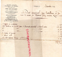 87-LIMOGES-FACTURE ECLAIRAGE CHAUFFAGE PAR LE GAZ-M. GADY ROUTE AIXE- 1912- 49 RUE PONT SAINT ETIENNE - Elettricità & Gas