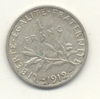 1 FRANC 1912  SEMEUSE TTB - 1 Franc