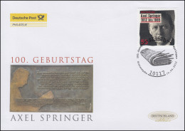 2927 Zeitungsverleger Axel Springer, Schmuck-FDC Deutschland Exklusiv - Cartas & Documentos