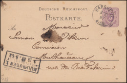 Postkarte P 18I Mit DV 687 Von HABSHEIM 3.10.1887 Nach MÜLHAUSEN/ELSASS 3.10.87 - Otros & Sin Clasificación