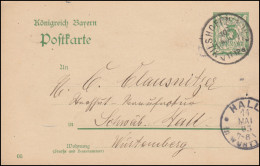 Bayern Postkarte P 66/03 Von VILSHOFEN 10.5.1905 Nach HALL In Württemberg 11.5. - Postal  Stationery