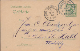 Bayern Postkarte P 60 Von ORTENBURG 4.5.1903 Nach HALL (SCHWÄBISCH) 5.5.03 - Postal  Stationery