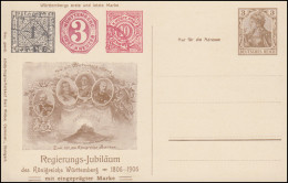 PP 23 Germania 3 Pf. Regierungsjubiläum 1806-1906, Mit Wappen, Ungebraucht - Autres & Non Classés