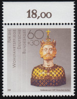 1384 Wohlfahrt Schmiedekunst 60+30 Pf ** Oberrand - Unused Stamps