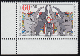 1411 Zirkus 60+30 Pf Elefanten ** Ecke U.l. - Unused Stamps