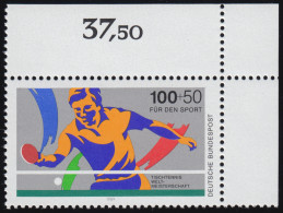 1408 Tischtennis-WM 100+50 Pf ** Ecke O.r. - Unused Stamps