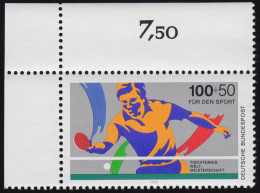 1408 Tischtennis-WM 100+50 Pf ** Ecke O.l. - Unused Stamps