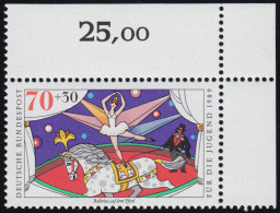 1412 Zirkus 70+30 Pf Ballerina Und Pferd** Ecke O.r. - Unused Stamps