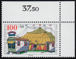 1414 Zirkus 100+50 Pf Zirkuszelt ** Ecke O.r. - Unused Stamps