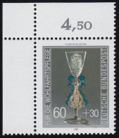 1296 Wohlfahrt Kostbare Gläser 60+30 Pf ** Ecke O.l. - Unused Stamps