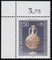 1295 Wohlfahrt Kostbare Gläser 50+25 Pf ** Ecke O.l. - Unused Stamps