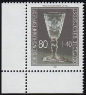 1298 Wohlfahrt Kostbare Gläser 80+40 Pf ** Ecke U.l. - Unused Stamps