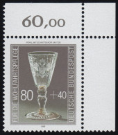 1298 Wohlfahrt Kostbare Gläser 80+40 Pf ** Ecke O.r. - Neufs