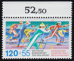 1311 Ski-Weltmeisterschaft 120+55 Pf ** Oberrand - Unused Stamps
