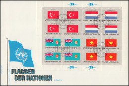 UNO New York 349-363 Flaggen-Keinbogen 1980 Auf 4 Schmuck-FDC N.Y.  - Autres & Non Classés