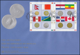 UNO New York 1294-1301 Flaggen Und Münzen: Keinbogen Auf Schmuck-FDC N.Y. 2012 - Coins