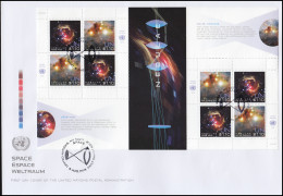 UNO New York Weltraumwoche 2013, Zusammendruck-Bogen (2x2 + 2x2) Schmuck-FDC - Astronomy