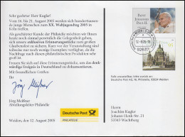 2. Amlicher Plusbrief F102 Papst Johannes Paul II. Weltjugendtag WEIDEN 12.8.05  - Enveloppes - Neuves