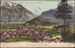 Schweiz-Ansichtskarte Interlaken Generalansicht, YVERDON 25.12.1905 N. Lausanne - Sonstige & Ohne Zuordnung