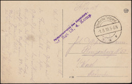 Feldpost Inf.-Regiment 13, 4. Komp. Deutsche Feldpost 1.8.18 Auf Ansichtskarte  - Bezetting 1914-18