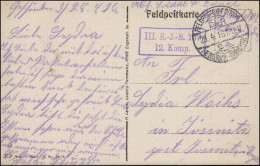 Feldpost III. R.J.R- 107 Auf AK Wäschewaschen Im Schützengraben FELDPOST 29.4.16 - Occupation 1914-18