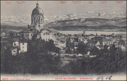 Schweiz Ansichtskarte Zürich-Neumünster - Kreuzkirche Mit Alpen, 4.9.1906 - Otros & Sin Clasificación