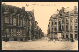 AK Louvain, Rue Leopold Et Statue De Juste-Lipse  - Andere & Zonder Classificatie