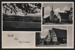 AK Beinstein, Strassenpartien Mit Kirche U. Brunnen, Fernsicht Der Ortschaft  - Other & Unclassified