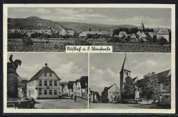 AK Mussbach A. D. Weinstrasse, Teilansicht, Kirche Mit Brunnen, Strassenpartie Mit Gebäudeansicht  - Other & Unclassified