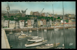 * CPSM * GRANVILLE * COIN DU BASSIN ET EGLISE * GRUES GRUE * COLORISEE * BATEAUX * EDIT. CAP - Granville