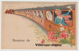 Belgique / Bonjour De VILLE-sur-HAINE (Le Roeulx, Train). - Le Roeulx