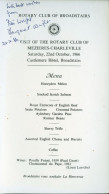 07 - MENU - ROTARY-CLUB OF BROADSTAIRS MEZIERES-CHARLEVILLE 22 Octobre 1966 - Menükarten