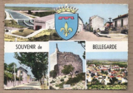 CPSM 30 - BELLEGARDE - Souvenir De - TB CP Multivue Dont Place Centre Fontaine , Rue , Vue Générale , Barrage Etc... - Bellegarde