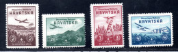 Croatia, NDH, MNH, 1942, Michel 70 - 73, The First Aviation Model Exhibition, Surcharge For Croatian Wings - Croatie