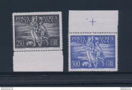 1948 Vaticano, Posta Aerea, Tobia N. 16/17, 2 Valori, MNH** - Centrati - Bordo Di Foglio - Certificato Di Garanzia Filat - Aéreo