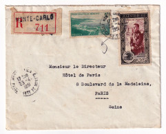 Lettre Recommandée 1951 Monaco Monte Carlo Hôtel Métropole - Briefe U. Dokumente