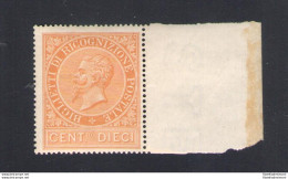 1874 Regno D'Italia, Ricognizione Postale, Effige Di Vittorio Emanuele II, 10 Cent Ocra, N. 1, MNH** Discreta/Ottima Cen - Andere & Zonder Classificatie