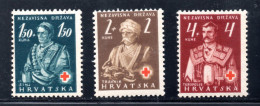 Croatia, NDH, MNH, 1941, Michel 66 - 68, Red Cross, National Costumes - Kroatien